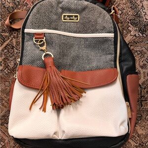 Itzy Ritzy boss backpack coffee and cream